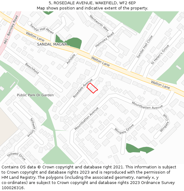 5, ROSEDALE AVENUE, WAKEFIELD, WF2 6EP: Location map and indicative extent of plot