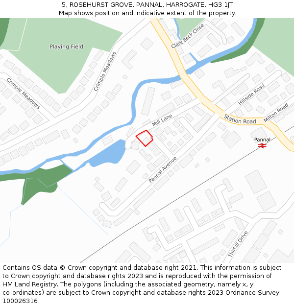 5, ROSEHURST GROVE, PANNAL, HARROGATE, HG3 1JT: Location map and indicative extent of plot