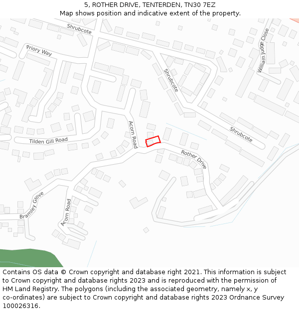 5, ROTHER DRIVE, TENTERDEN, TN30 7EZ: Location map and indicative extent of plot