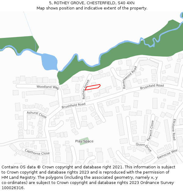 5, ROTHEY GROVE, CHESTERFIELD, S40 4XN: Location map and indicative extent of plot