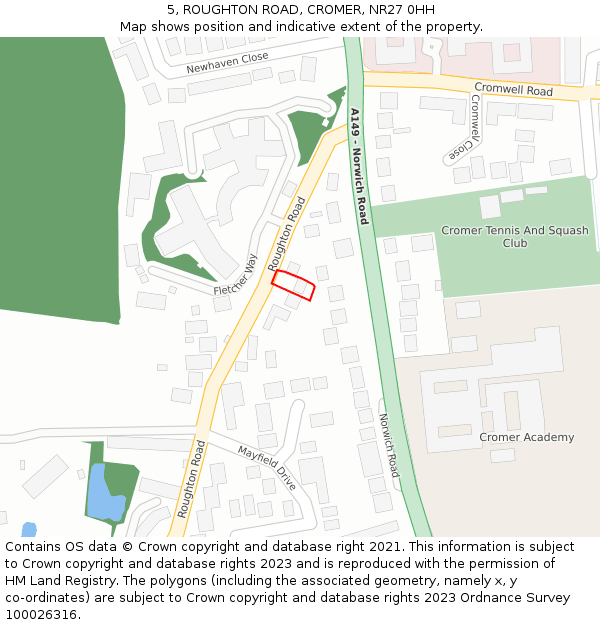 5, ROUGHTON ROAD, CROMER, NR27 0HH: Location map and indicative extent of plot