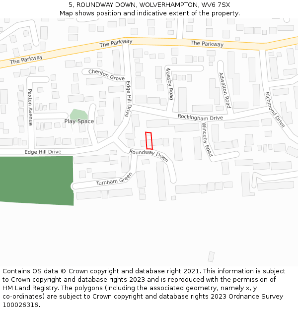 5, ROUNDWAY DOWN, WOLVERHAMPTON, WV6 7SX: Location map and indicative extent of plot
