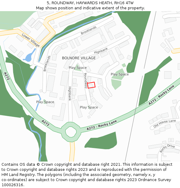 5, ROUNDWAY, HAYWARDS HEATH, RH16 4TW: Location map and indicative extent of plot