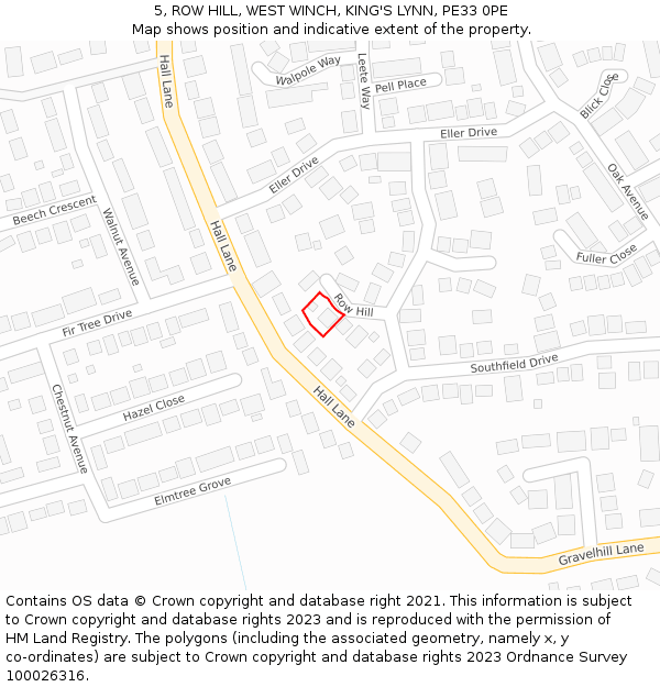 5, ROW HILL, WEST WINCH, KING'S LYNN, PE33 0PE: Location map and indicative extent of plot