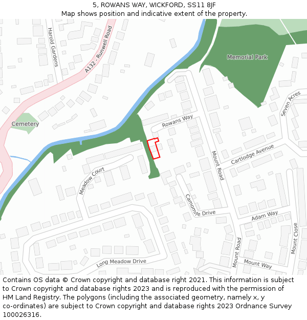 5, ROWANS WAY, WICKFORD, SS11 8JF: Location map and indicative extent of plot
