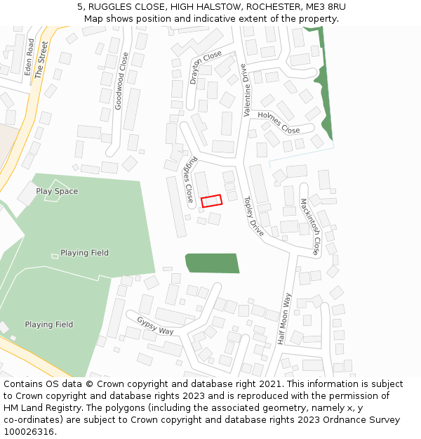 5, RUGGLES CLOSE, HIGH HALSTOW, ROCHESTER, ME3 8RU: Location map and indicative extent of plot