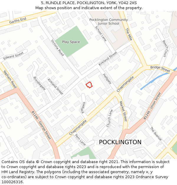 5, RUNDLE PLACE, POCKLINGTON, YORK, YO42 2XS: Location map and indicative extent of plot