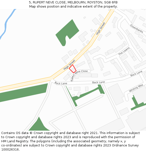 5, RUPERT NEVE CLOSE, MELBOURN, ROYSTON, SG8 6FB: Location map and indicative extent of plot