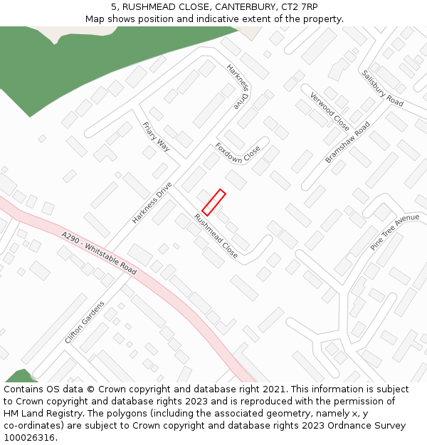 5, RUSHMEAD CLOSE, CANTERBURY, CT2 7RP: Location map and indicative extent of plot