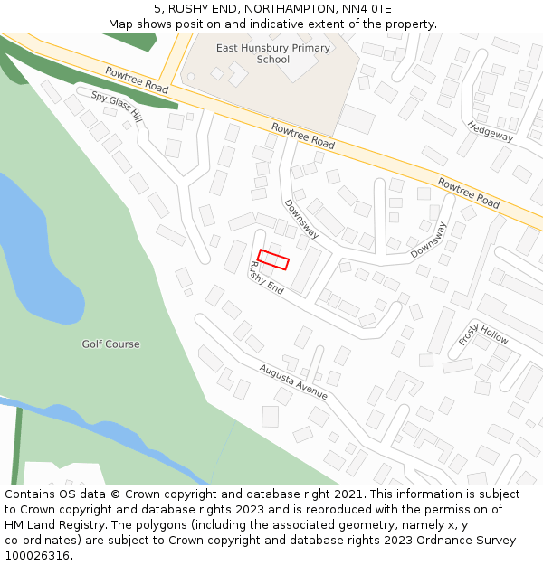 5, RUSHY END, NORTHAMPTON, NN4 0TE: Location map and indicative extent of plot