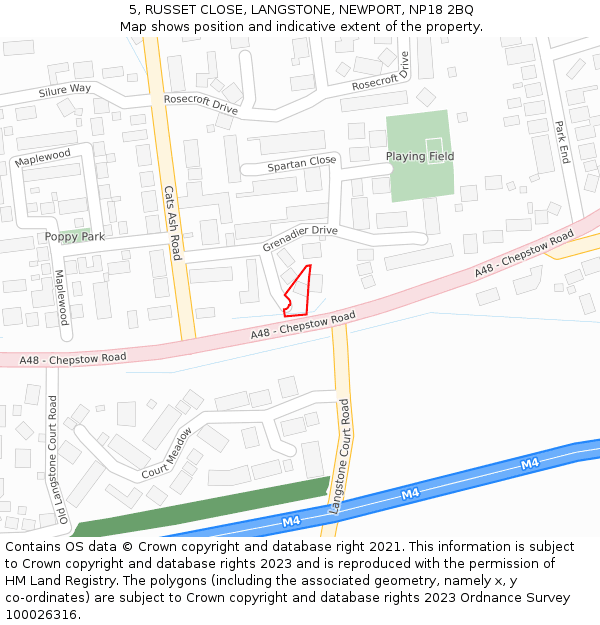 5, RUSSET CLOSE, LANGSTONE, NEWPORT, NP18 2BQ: Location map and indicative extent of plot