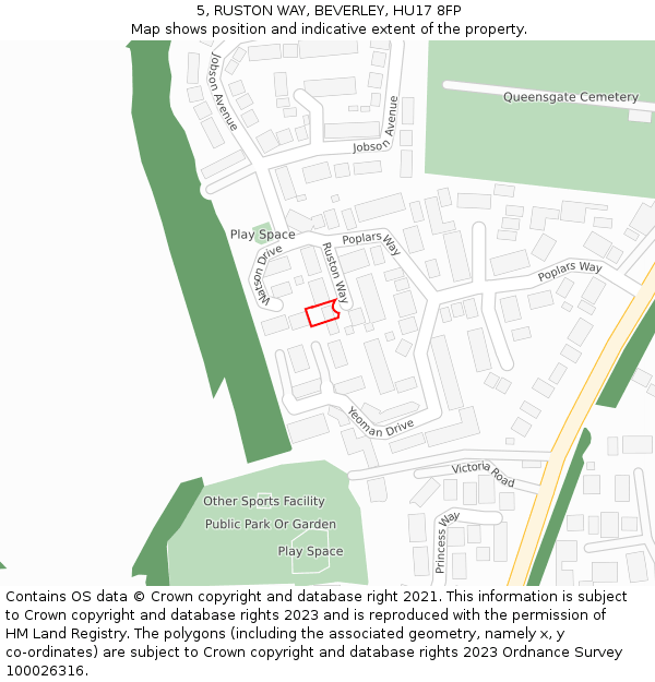 5, RUSTON WAY, BEVERLEY, HU17 8FP: Location map and indicative extent of plot