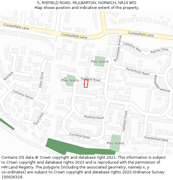 5, RYEFIELD ROAD, MULBARTON, NORWICH, NR14 8FD: Location map and indicative extent of plot