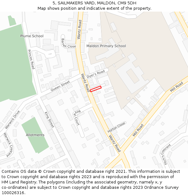 5, SAILMAKERS YARD, MALDON, CM9 5DH: Location map and indicative extent of plot