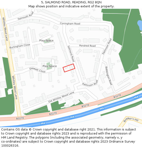 5, SALMOND ROAD, READING, RG2 8QN: Location map and indicative extent of plot