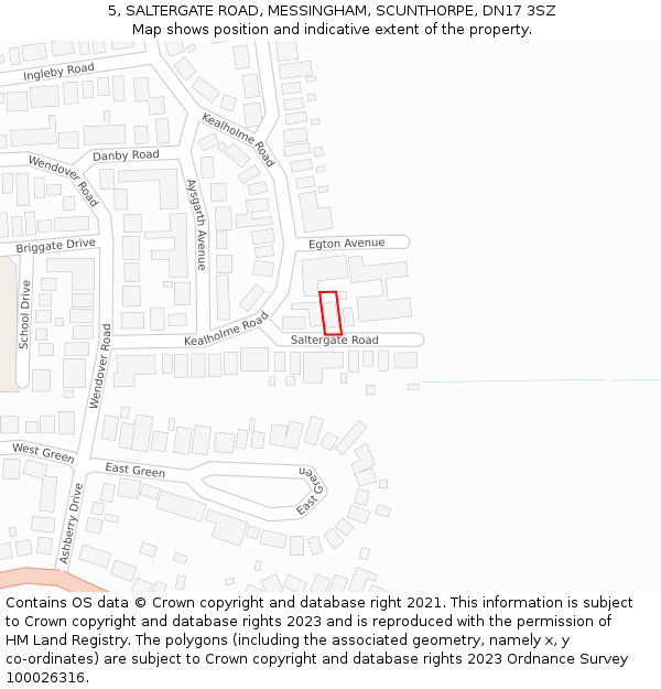 5, SALTERGATE ROAD, MESSINGHAM, SCUNTHORPE, DN17 3SZ: Location map and indicative extent of plot