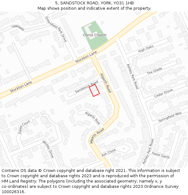 5, SANDSTOCK ROAD, YORK, YO31 1HB: Location map and indicative extent of plot