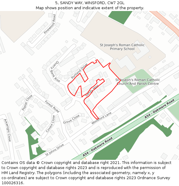 5, SANDY WAY, WINSFORD, CW7 2GL: Location map and indicative extent of plot