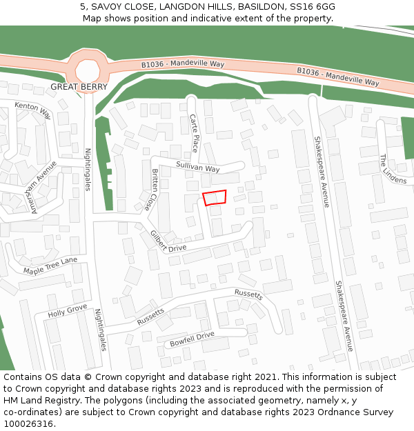 5, SAVOY CLOSE, LANGDON HILLS, BASILDON, SS16 6GG: Location map and indicative extent of plot