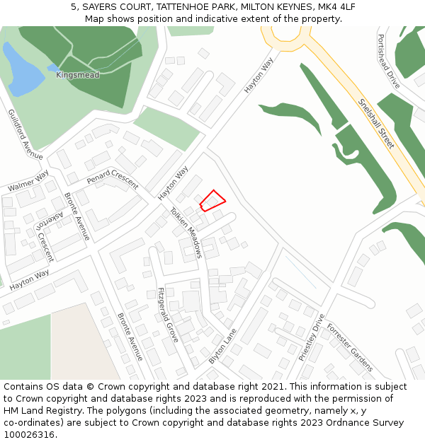 5, SAYERS COURT, TATTENHOE PARK, MILTON KEYNES, MK4 4LF: Location map and indicative extent of plot