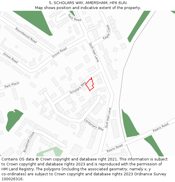 5, SCHOLARS WAY, AMERSHAM, HP6 6UN: Location map and indicative extent of plot