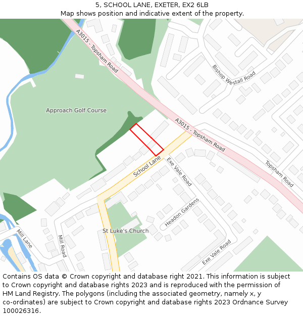 5, SCHOOL LANE, EXETER, EX2 6LB: Location map and indicative extent of plot