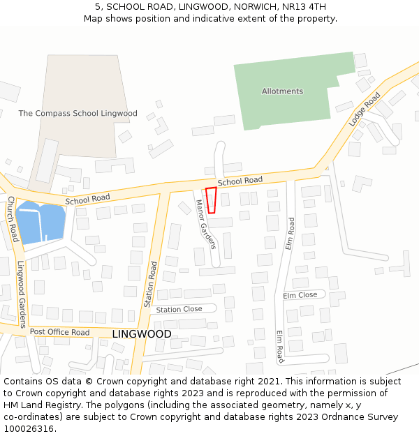 5, SCHOOL ROAD, LINGWOOD, NORWICH, NR13 4TH: Location map and indicative extent of plot