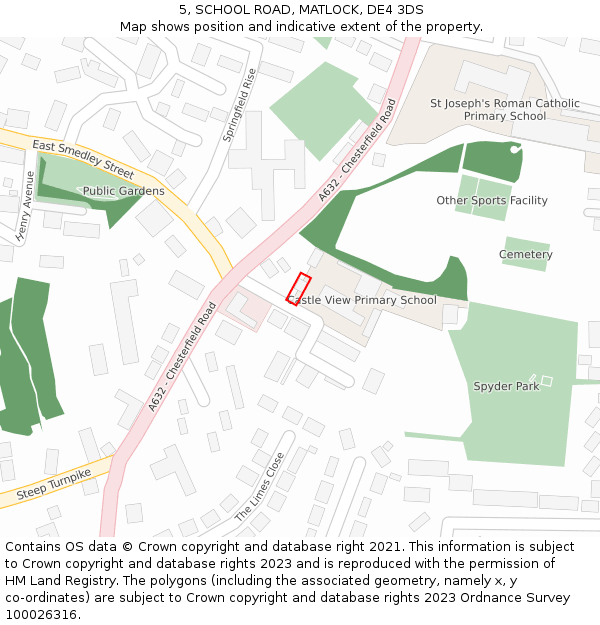 5, SCHOOL ROAD, MATLOCK, DE4 3DS: Location map and indicative extent of plot