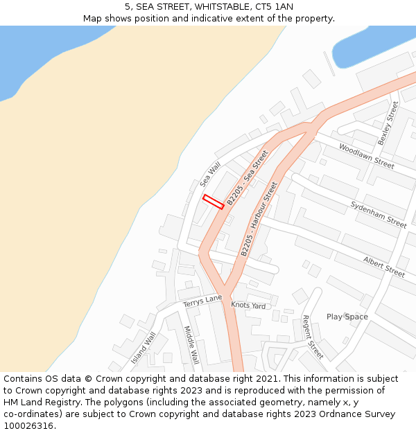 5, SEA STREET, WHITSTABLE, CT5 1AN: Location map and indicative extent of plot