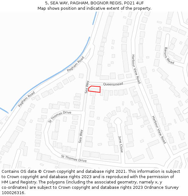 5, SEA WAY, PAGHAM, BOGNOR REGIS, PO21 4UF: Location map and indicative extent of plot