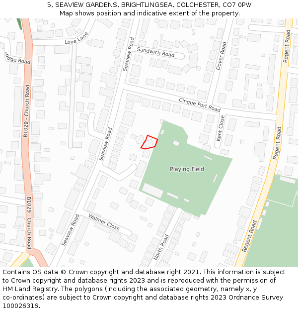 5, SEAVIEW GARDENS, BRIGHTLINGSEA, COLCHESTER, CO7 0PW: Location map and indicative extent of plot