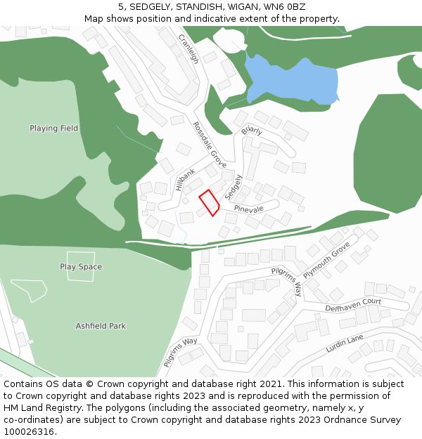 5, SEDGELY, STANDISH, WIGAN, WN6 0BZ: Location map and indicative extent of plot