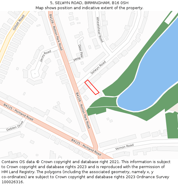 5, SELWYN ROAD, BIRMINGHAM, B16 0SH: Location map and indicative extent of plot