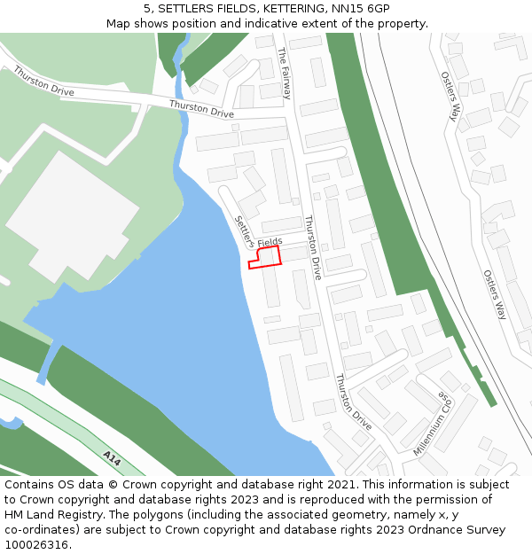 5, SETTLERS FIELDS, KETTERING, NN15 6GP: Location map and indicative extent of plot