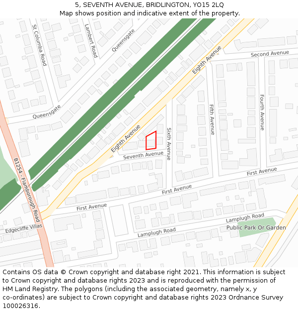 5, SEVENTH AVENUE, BRIDLINGTON, YO15 2LQ: Location map and indicative extent of plot