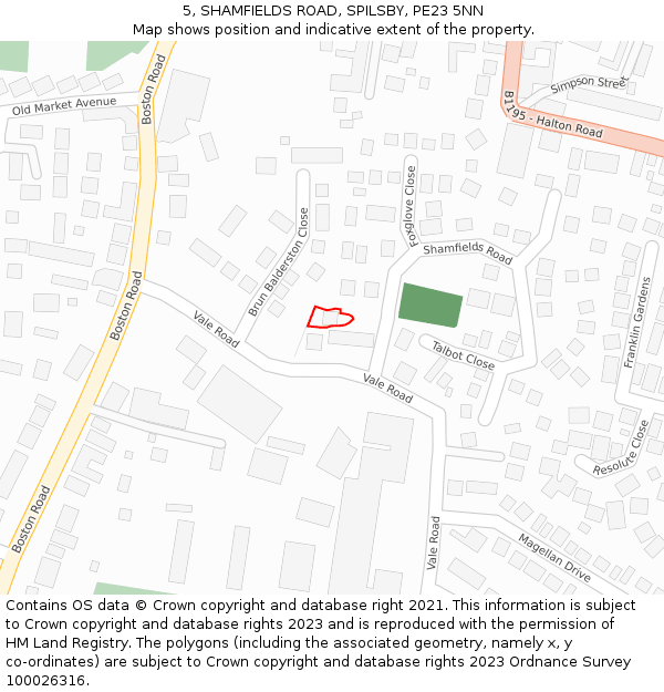 5, SHAMFIELDS ROAD, SPILSBY, PE23 5NN: Location map and indicative extent of plot