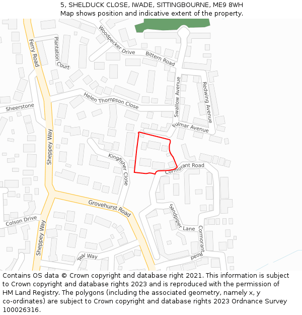 5, SHELDUCK CLOSE, IWADE, SITTINGBOURNE, ME9 8WH: Location map and indicative extent of plot