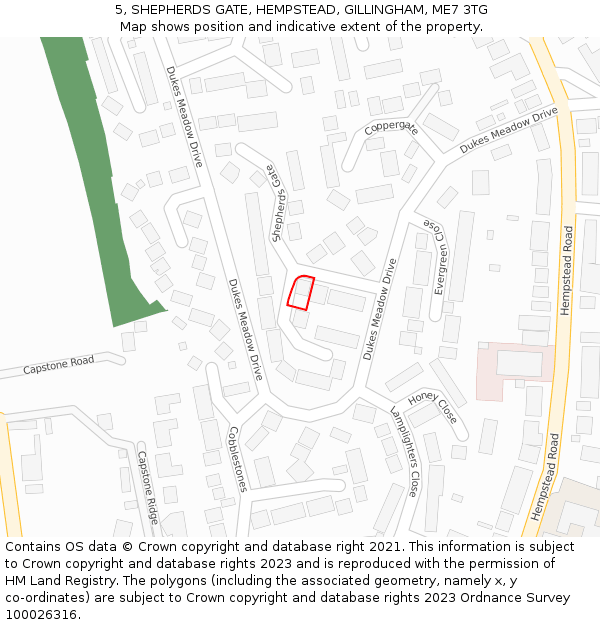 5, SHEPHERDS GATE, HEMPSTEAD, GILLINGHAM, ME7 3TG: Location map and indicative extent of plot