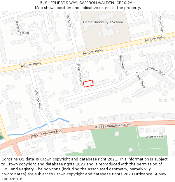 5, SHEPHERDS WAY, SAFFRON WALDEN, CB10 2AH: Location map and indicative extent of plot