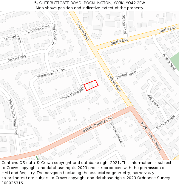 5, SHERBUTTGATE ROAD, POCKLINGTON, YORK, YO42 2EW: Location map and indicative extent of plot