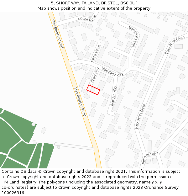 5, SHORT WAY, FAILAND, BRISTOL, BS8 3UF: Location map and indicative extent of plot