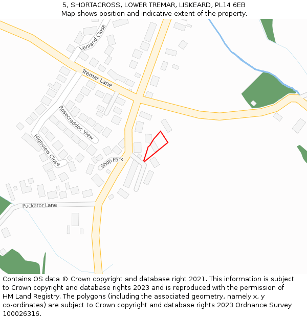 5, SHORTACROSS, LOWER TREMAR, LISKEARD, PL14 6EB: Location map and indicative extent of plot