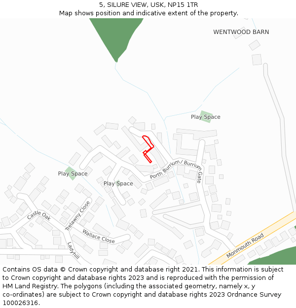 5, SILURE VIEW, USK, NP15 1TR: Location map and indicative extent of plot