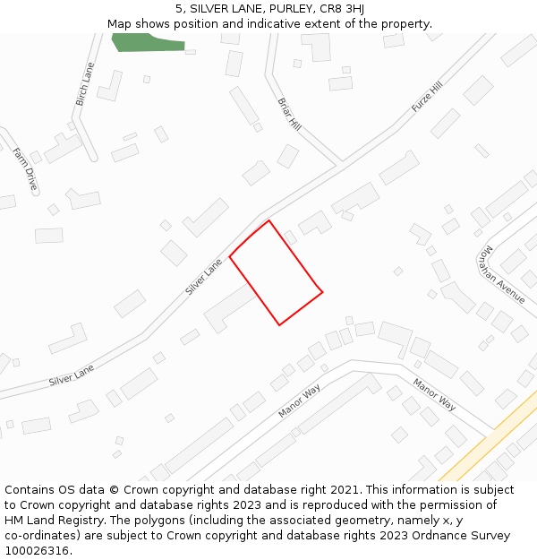 5, SILVER LANE, PURLEY, CR8 3HJ: Location map and indicative extent of plot