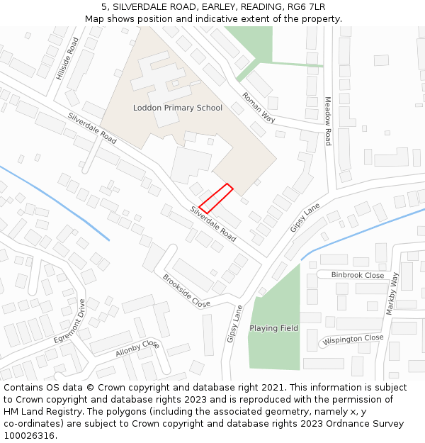 5, SILVERDALE ROAD, EARLEY, READING, RG6 7LR: Location map and indicative extent of plot