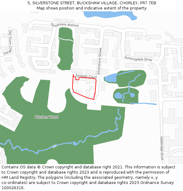 5, SILVERSTONE STREET, BUCKSHAW VILLAGE, CHORLEY, PR7 7EB: Location map and indicative extent of plot