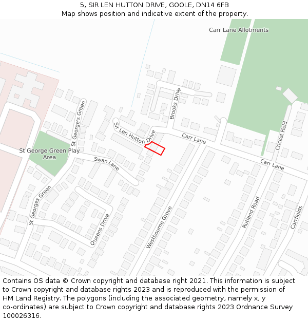 5, SIR LEN HUTTON DRIVE, GOOLE, DN14 6FB: Location map and indicative extent of plot