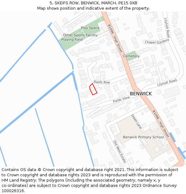 5, SKEIFS ROW, BENWICK, MARCH, PE15 0XB: Location map and indicative extent of plot