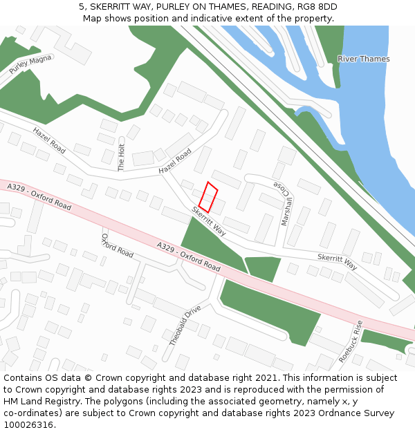 5, SKERRITT WAY, PURLEY ON THAMES, READING, RG8 8DD: Location map and indicative extent of plot