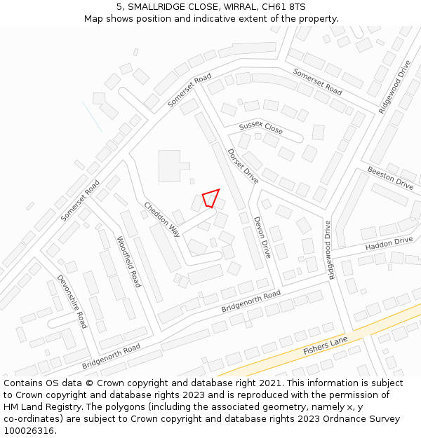 5, SMALLRIDGE CLOSE, WIRRAL, CH61 8TS: Location map and indicative extent of plot